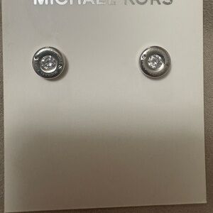Michael Kors Silver clear middle sapphire Stone earrings